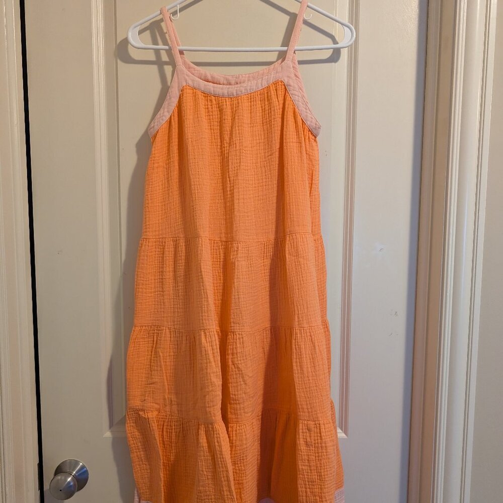 Zara 100% cotton orange dress  size 13-14 kids